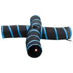 Kattentunnel 4-Voudig 25 Cm Polyester Zwart En Blauw