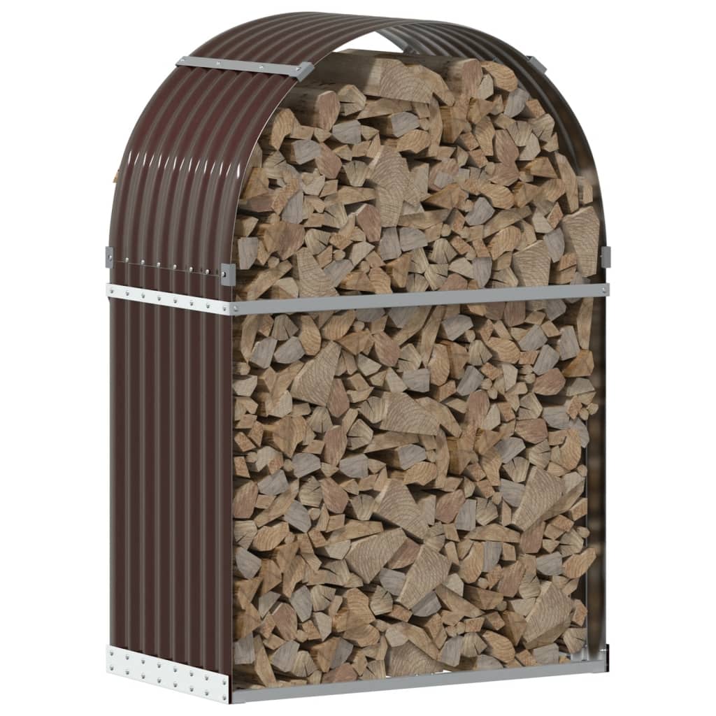 Haardhoutopslag 80X45X120 Cm Gegalvaniseerd Staal Bruin