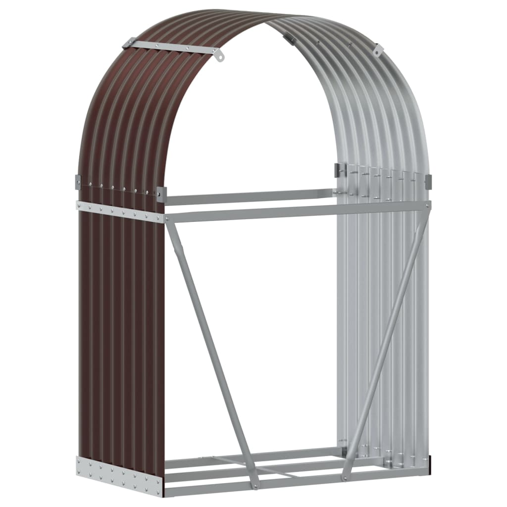 Haardhoutopslag 80X45X120 Cm Gegalvaniseerd Staal Bruin