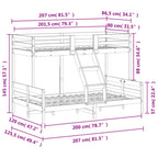 Stapelbed Massief Grenenhout 80X200/120X200 Cm