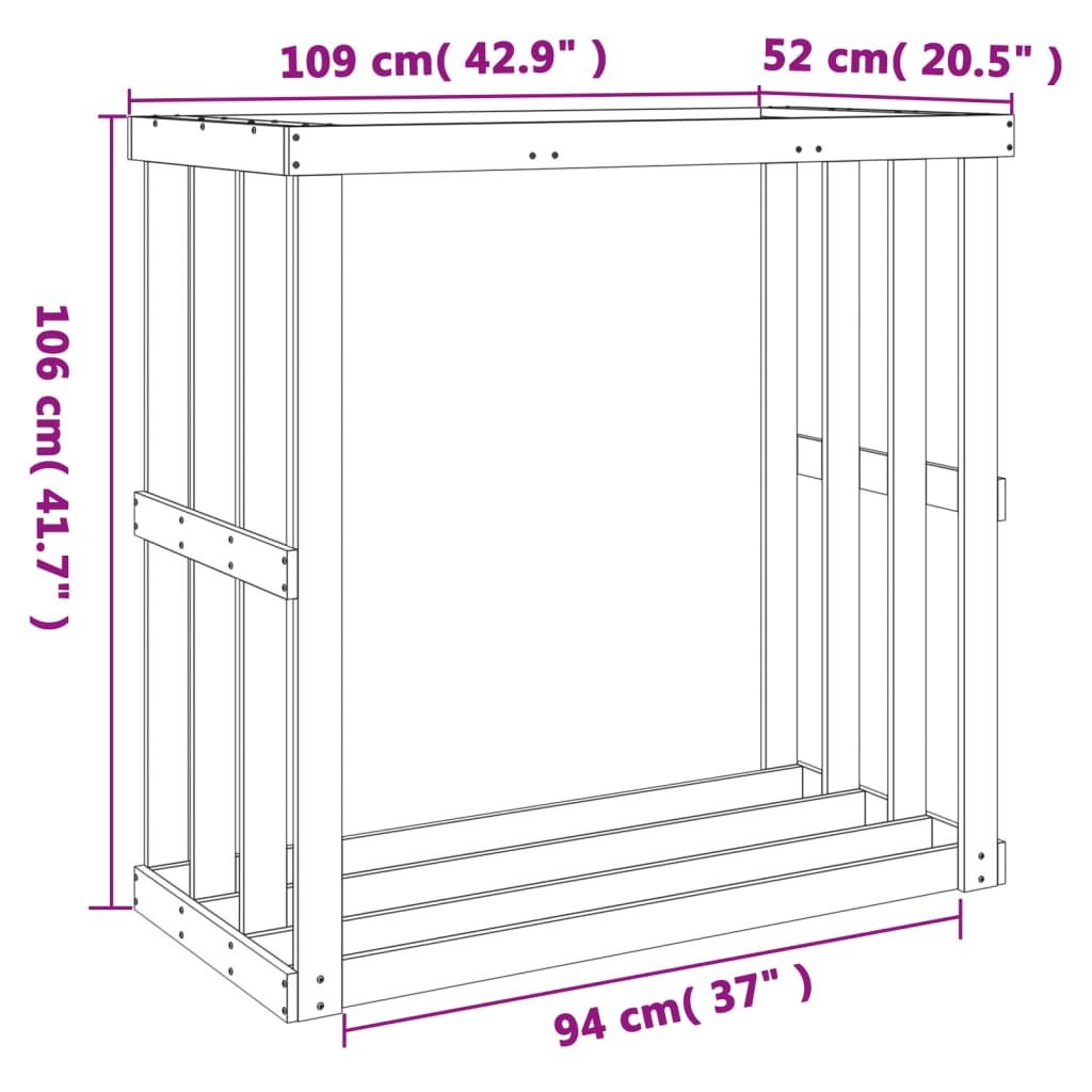 Houtblokhouder 108X52X106 Cm Massief Grenenhout Wasbruin