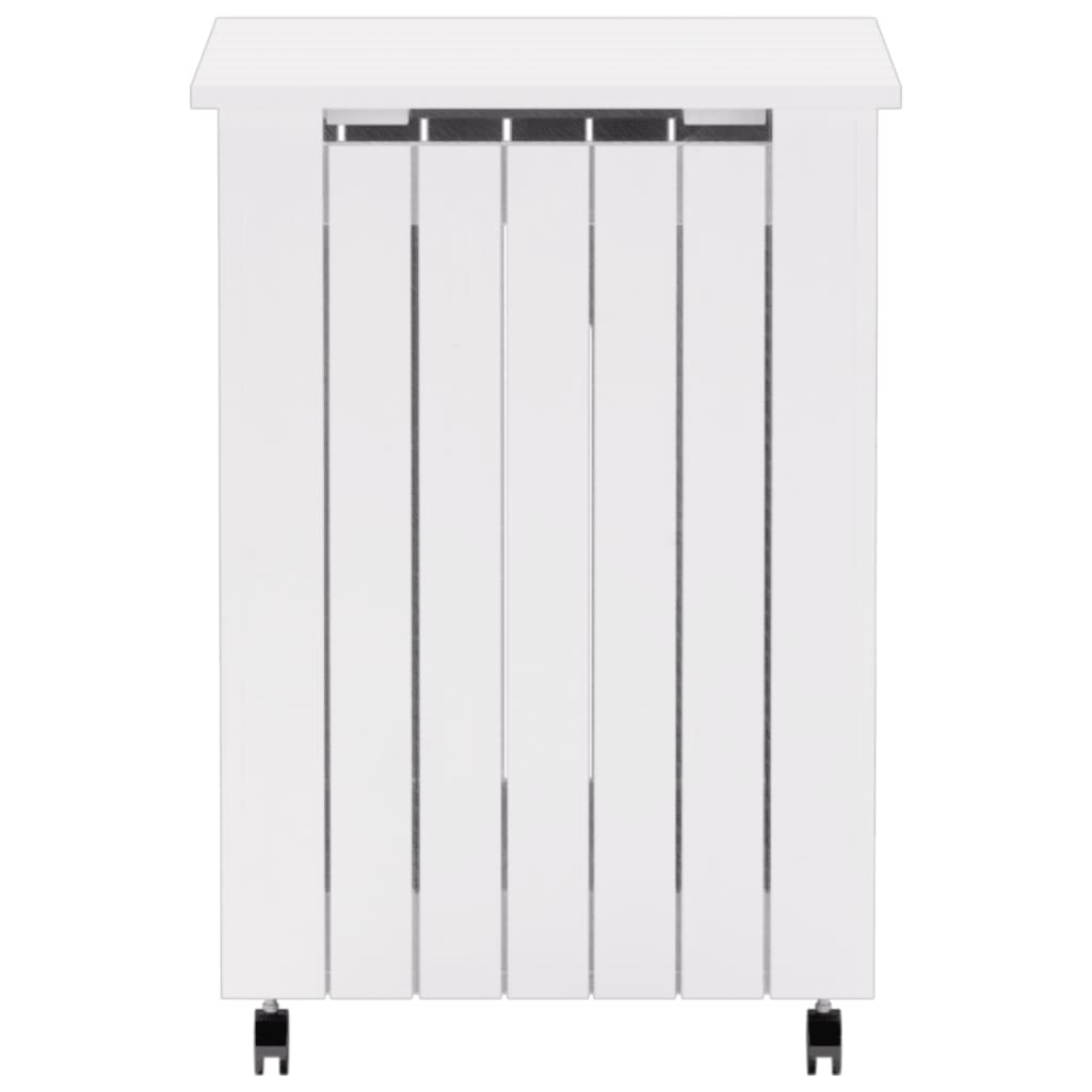 Wasmand Met Wielen Rana 45X45X64 Cm Massief Grenenhout Wit