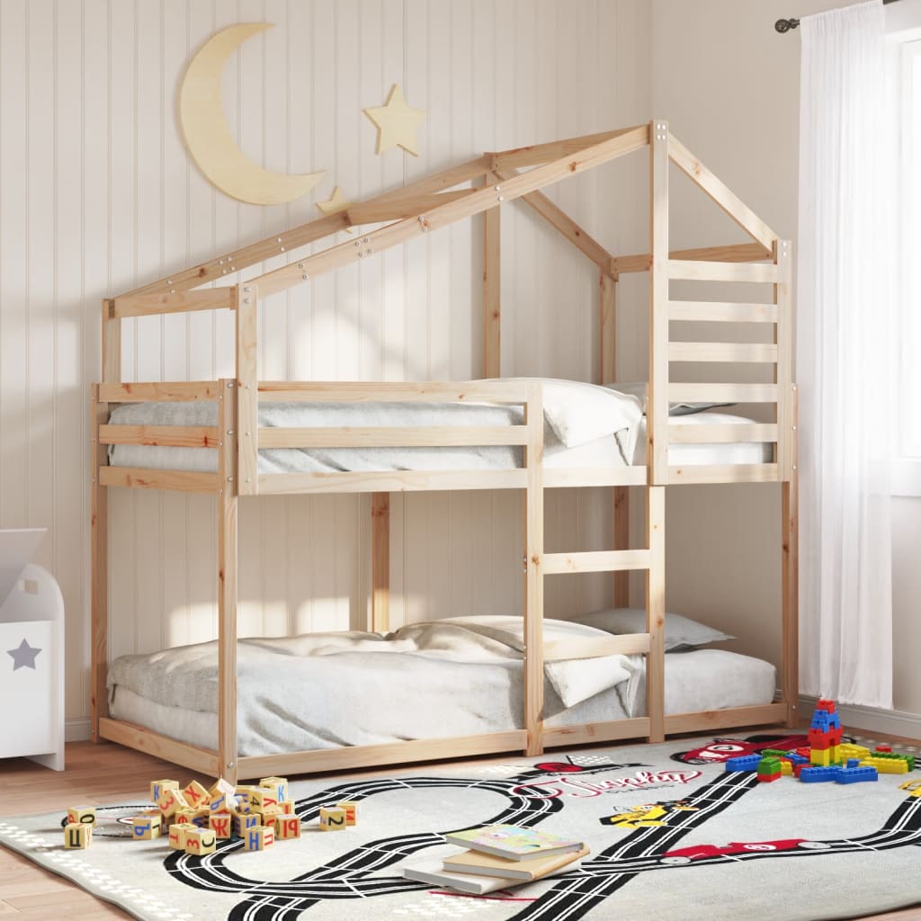 Stapelbed Met Dak Massief Grenenhout