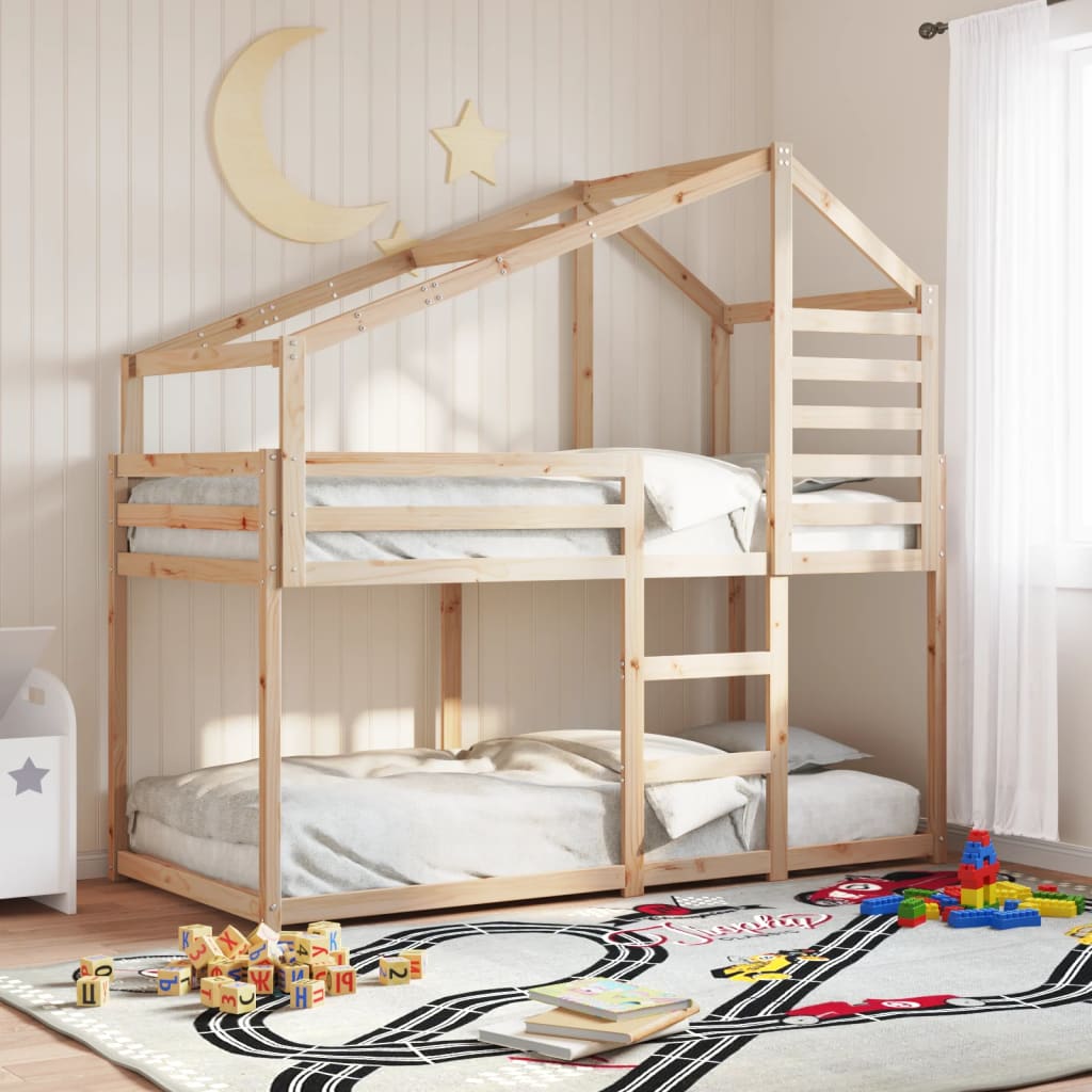 Stapelbed Met Dak Massief Grenenhout