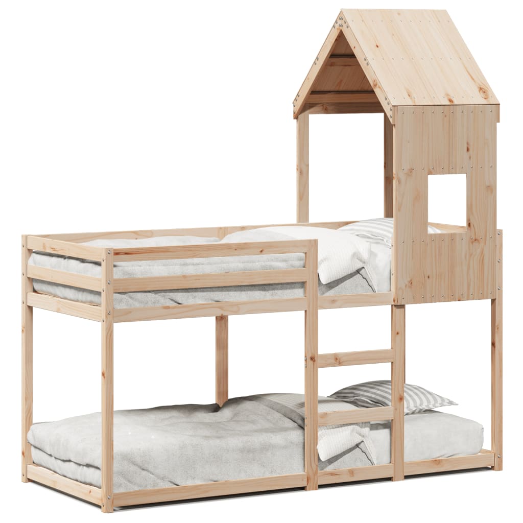 Stapelbed Met Dak Massief Grenenhout