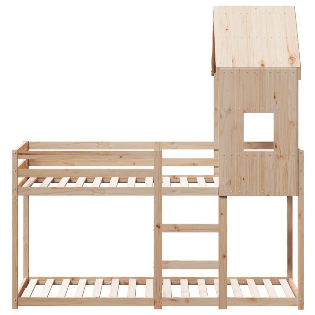 Stapelbed Met Dak Massief Grenenhout