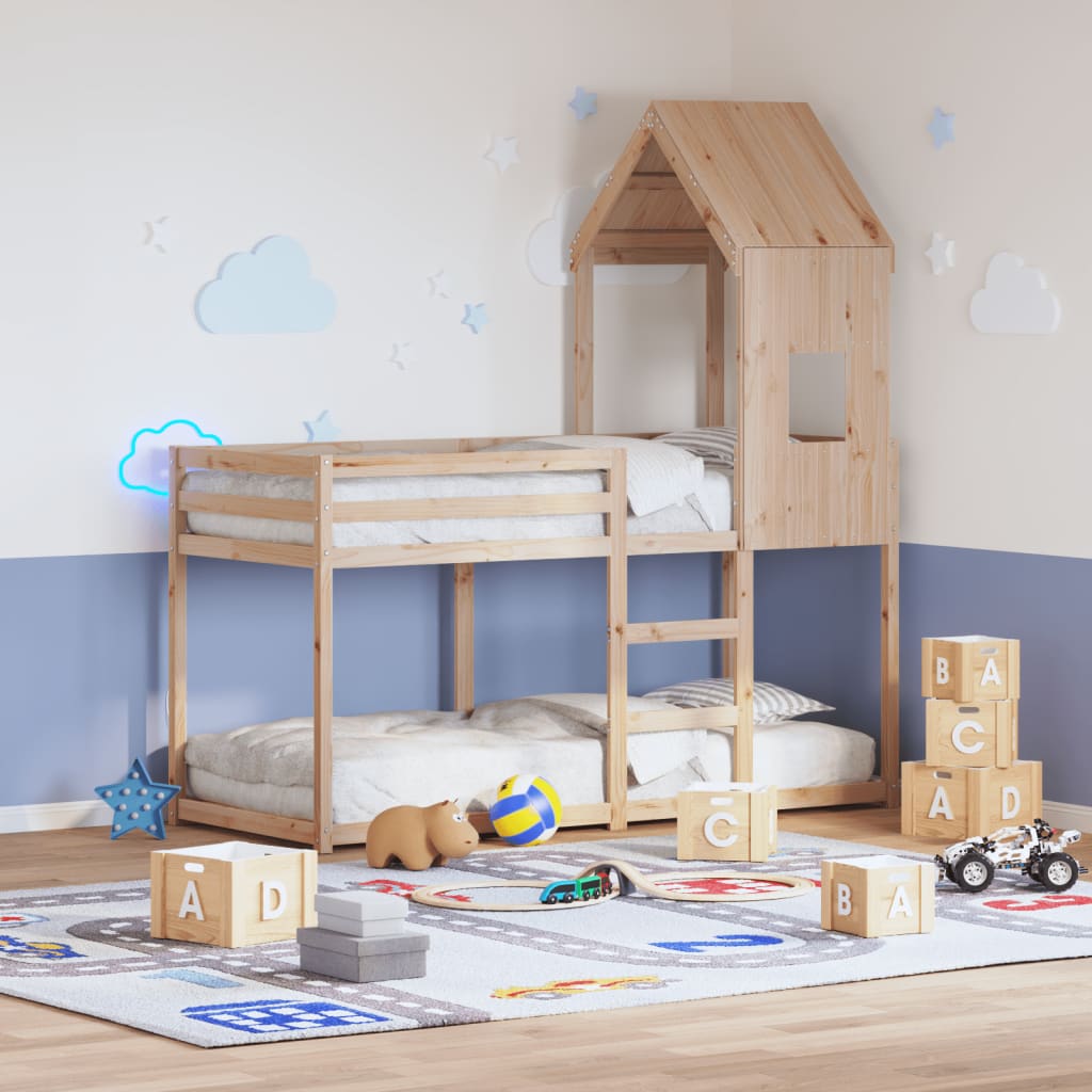 Stapelbed Met Dak Massief Grenenhout