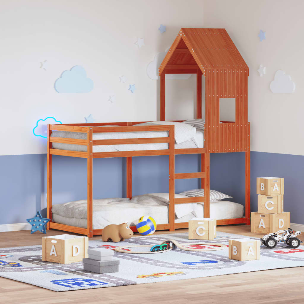 Stapelbed Met Dak Massief Grenenhout