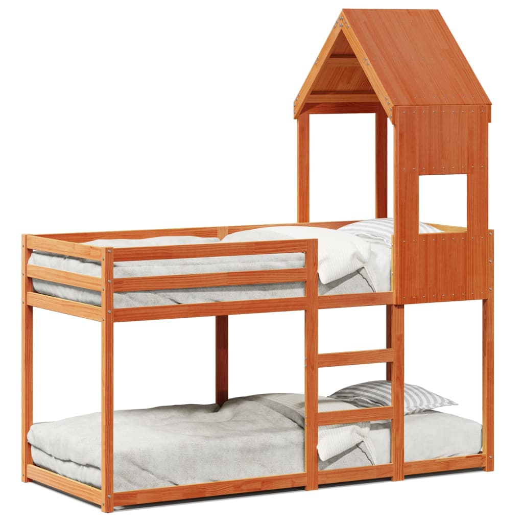 Stapelbed Met Dak Massief Grenenhout