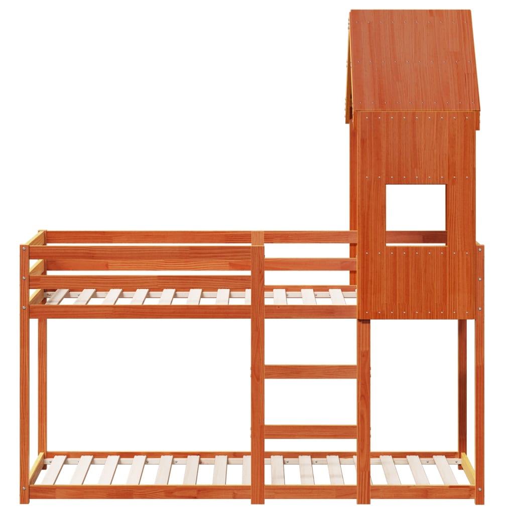 Stapelbed Met Dak Massief Grenenhout