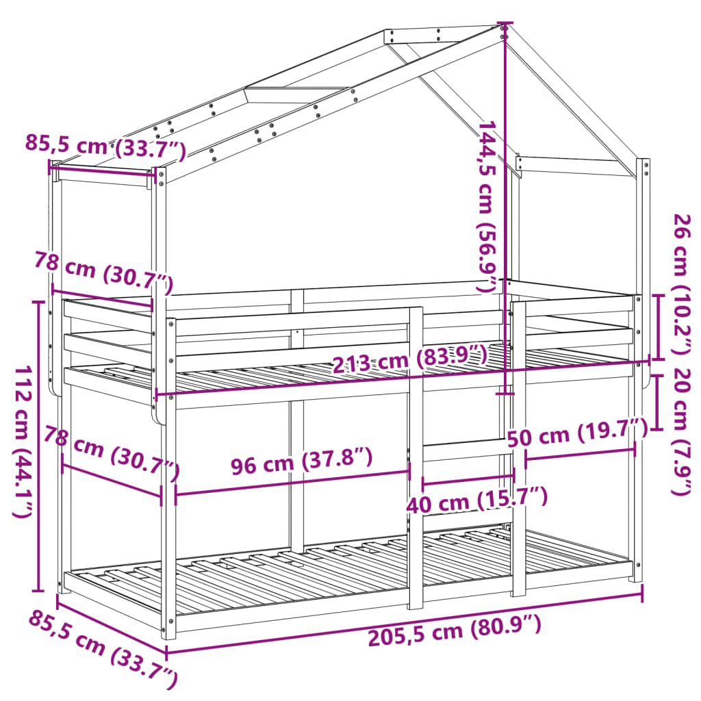 Stapelbed Met Bedhuis Massief Grenenhout