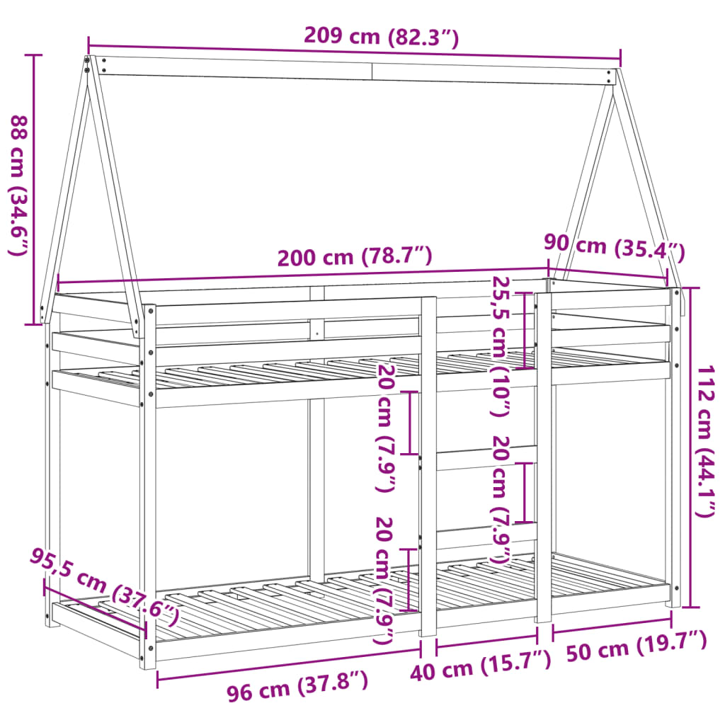 Stapelbed Met Bedhuis Massief Grenenhout