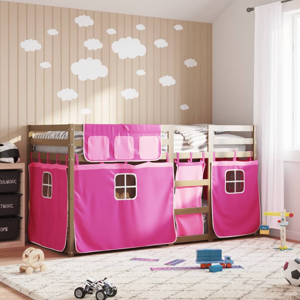 Stapelbed Met Gordijnen Massief Grenenhout