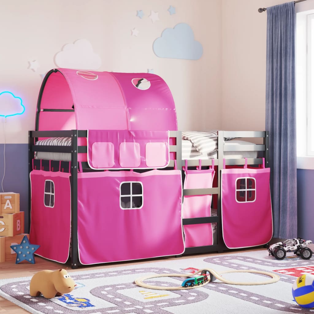 Stapelbed Met Gordijnen Grenenhout Wit En