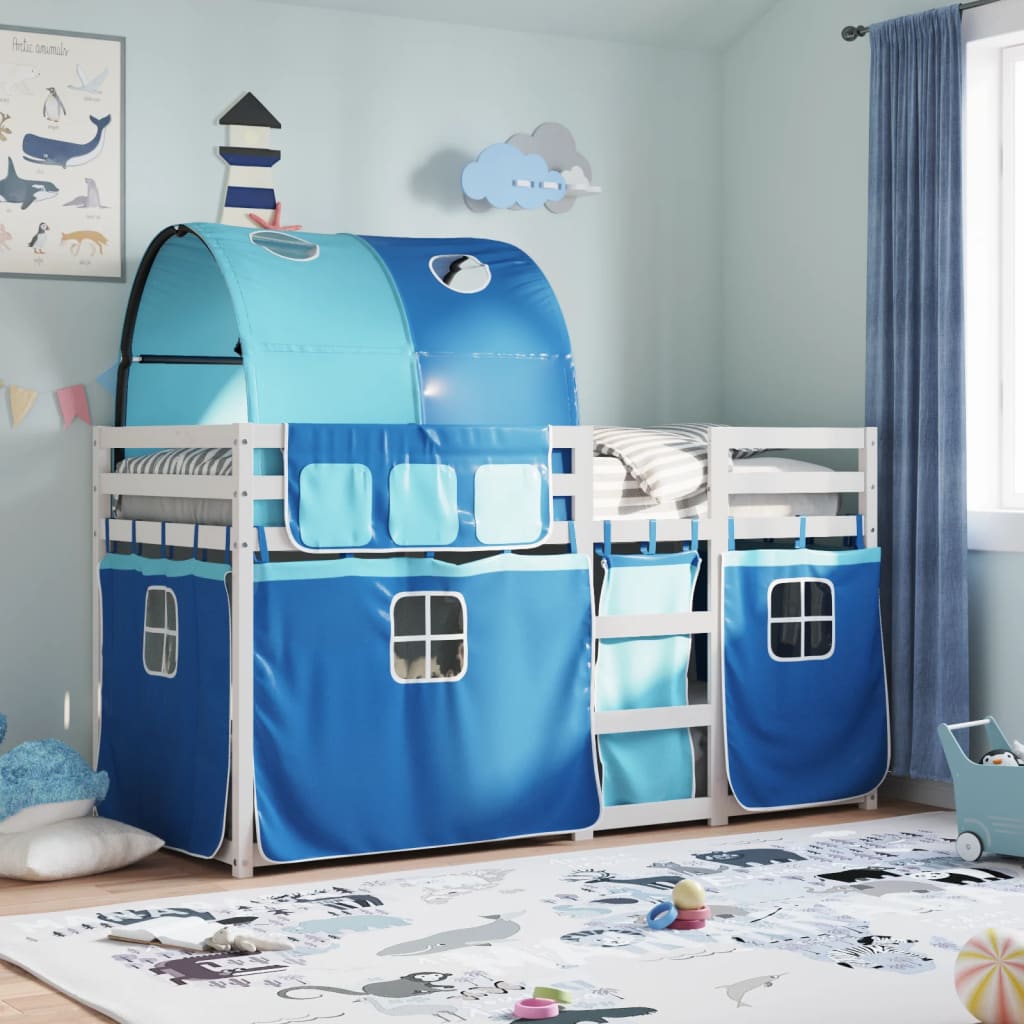 Stapelbed Met Gordijnen Grenenhout Wit En