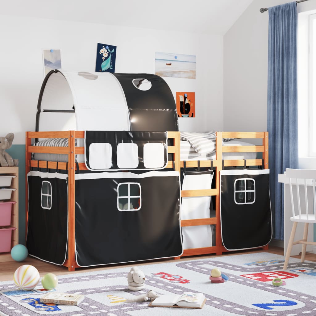 Stapelbed Met Gordijnen Grenenhout Wit En