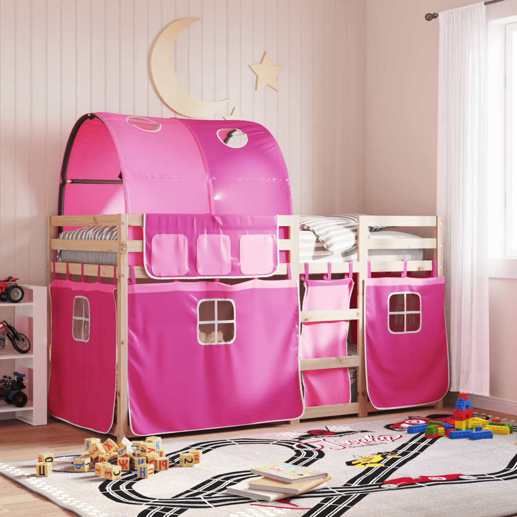 Stapelbed Met Gordijnen Grenenhout Wit En