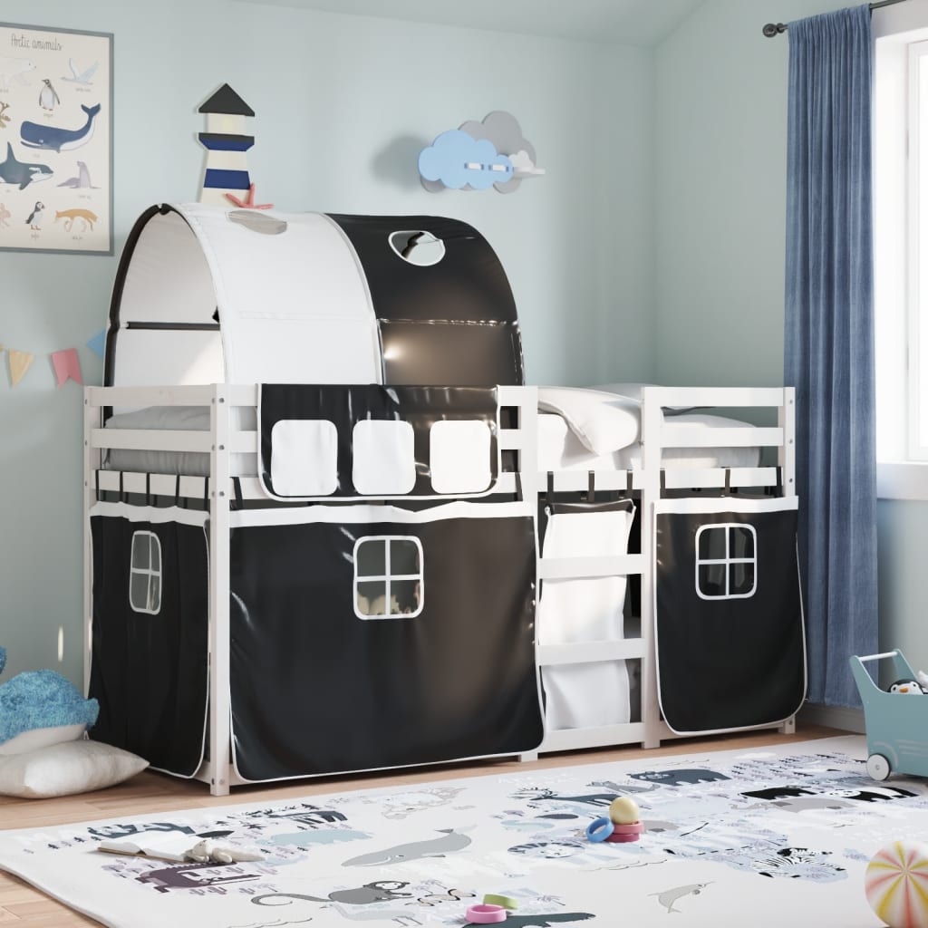 Stapelbed Met Gordijnen Grenenhout Wit En