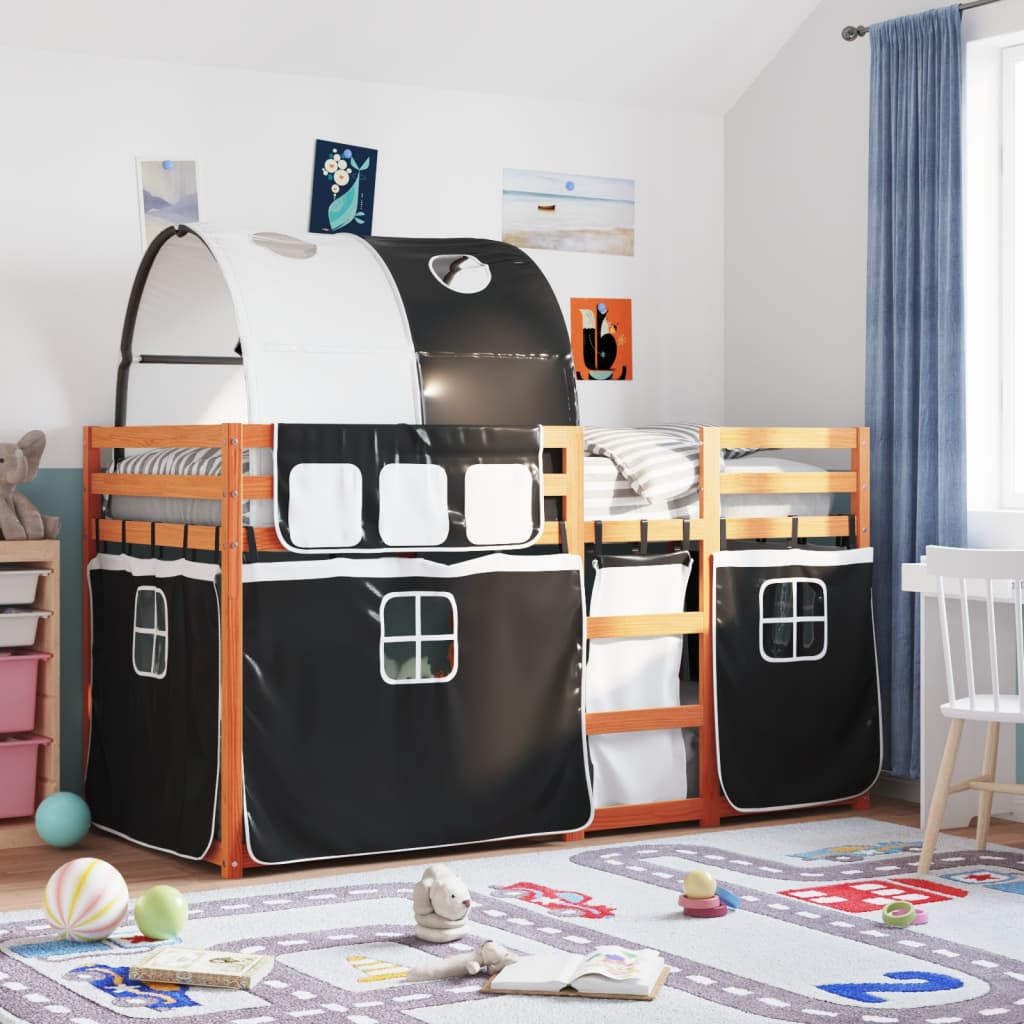 Stapelbed Met Gordijnen Grenenhout Wit En