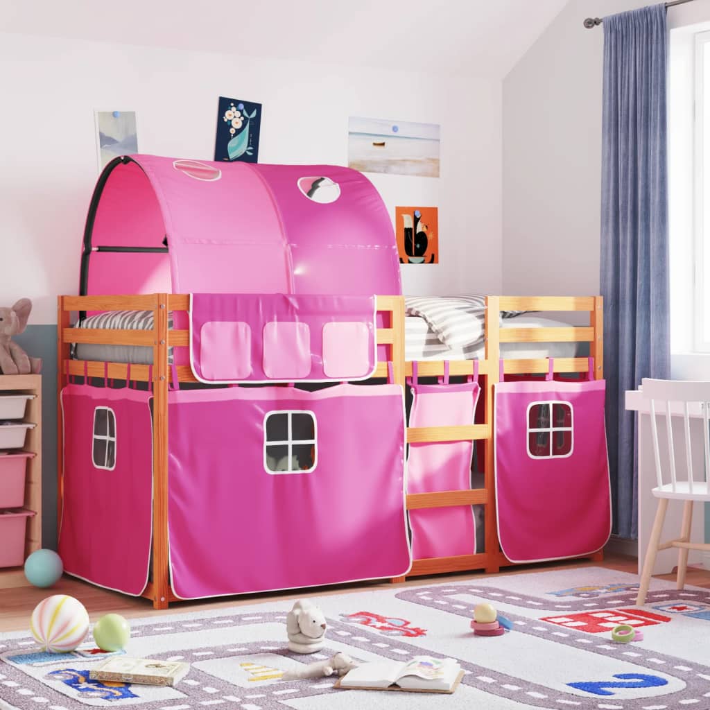 Stapelbed Met Gordijnen Grenenhout Wit En