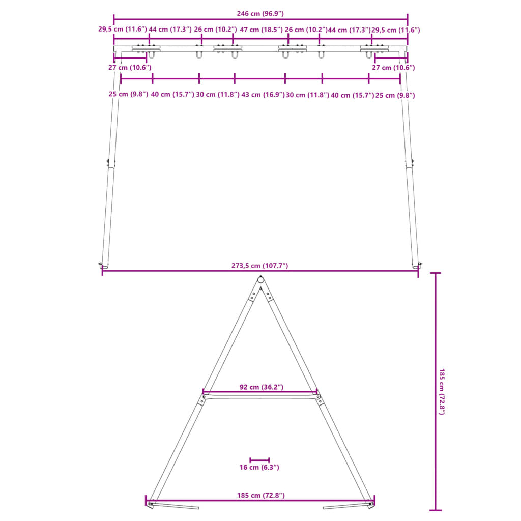 Schommelframe Voor Kinderen Buiten B 273,5 X H 185 Cm