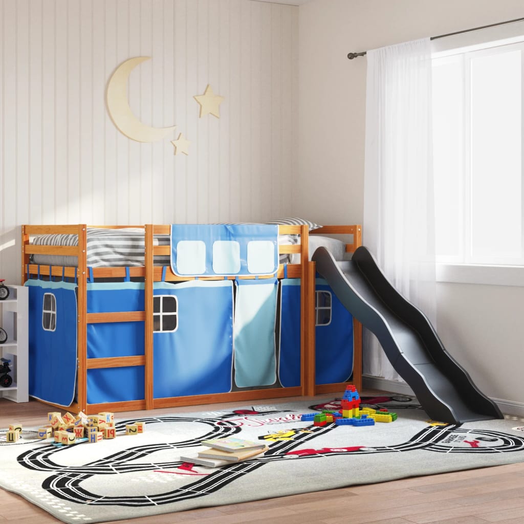 Stapelbed Met Glijbaan En Gordijnen Wit En