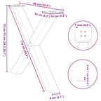 Eettafelpoten X-Vormig 90X(72-73) Cm Staal Zwart