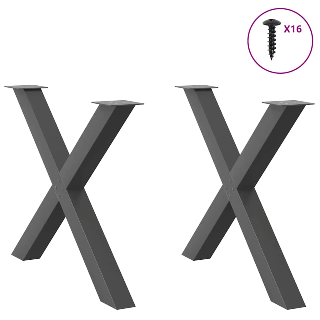 Eettafelpoten X-Vormig 90X(72-73) Cm Staal Antraciet