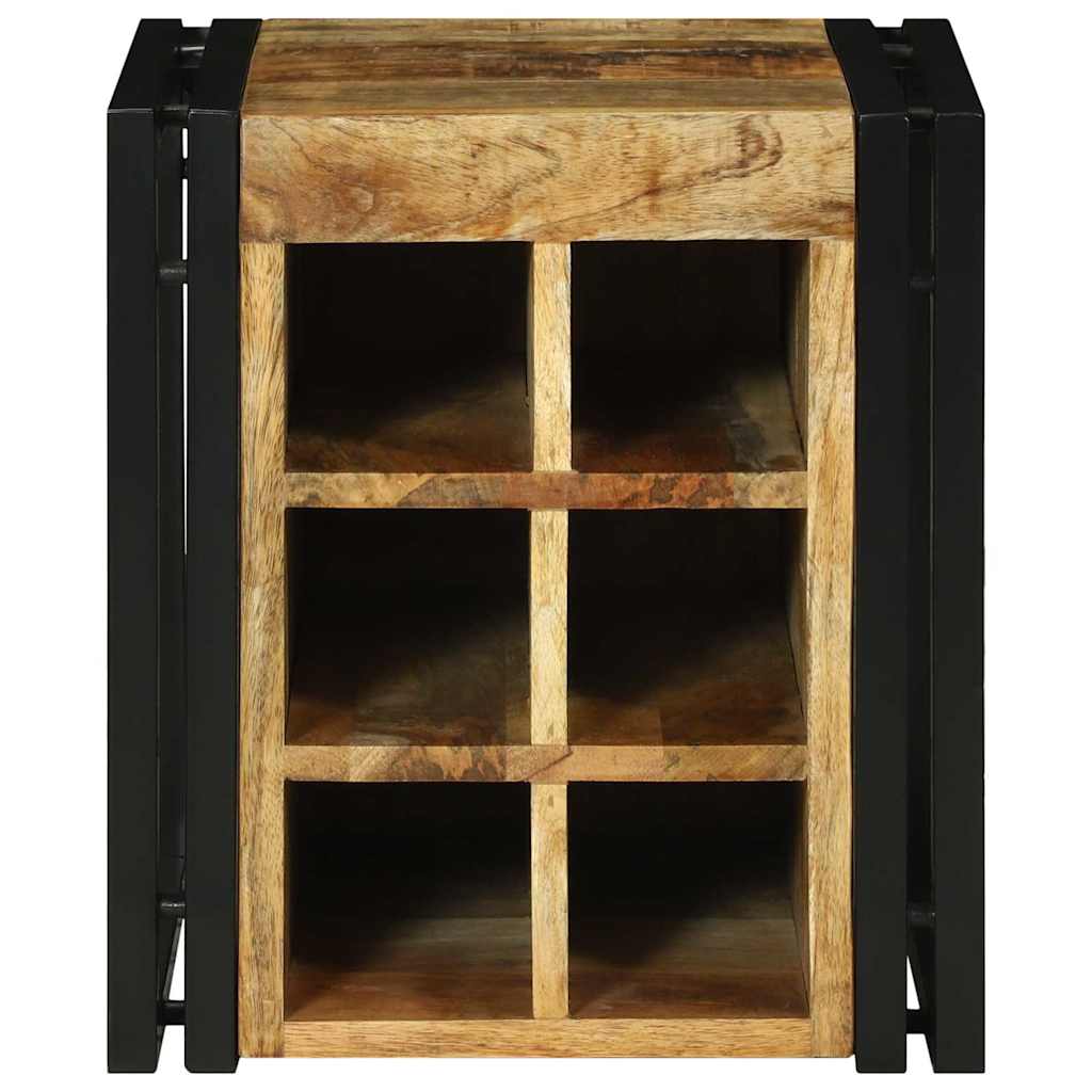 Wijnrek Bruin En Zwart 35 X 35 X 39 Cm Massief Mango Hout