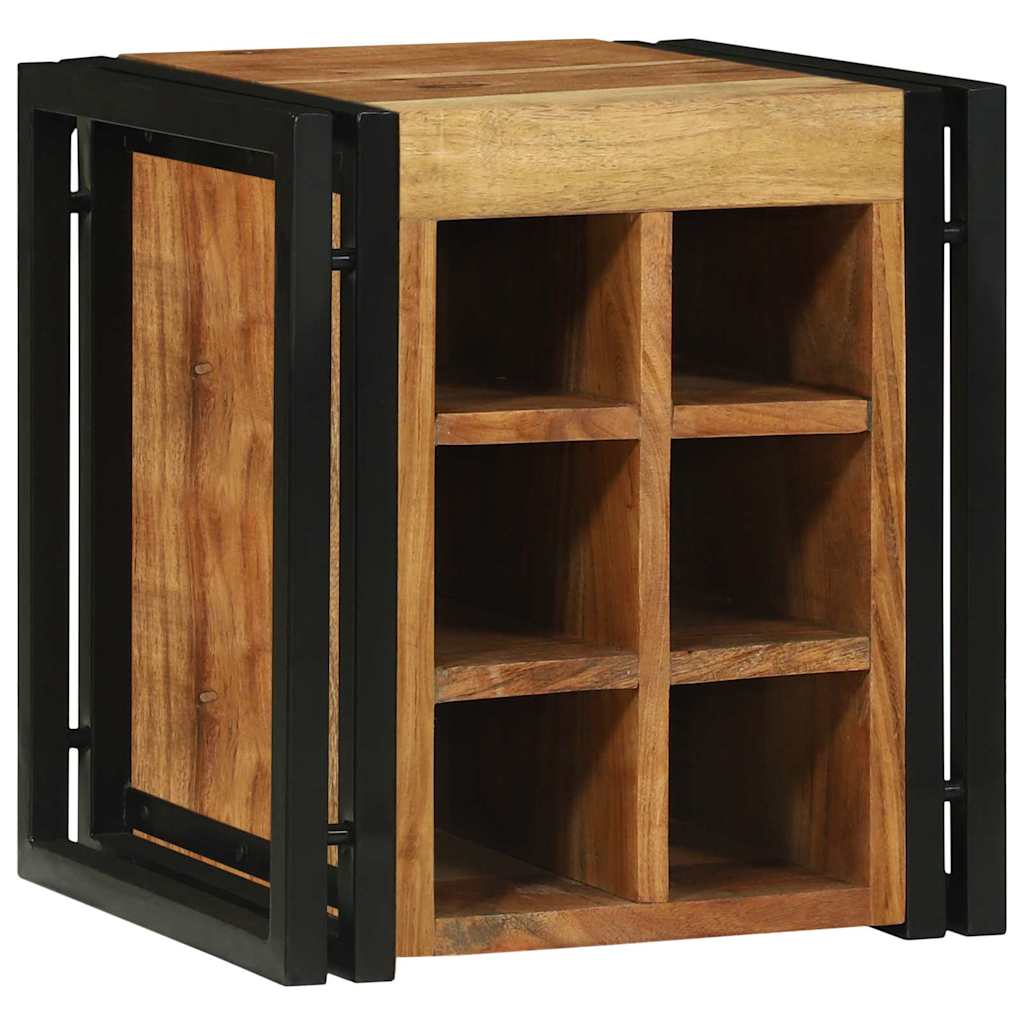 Wijnrek Bruin En Zwart 35 X 35 X 39 Cm Massief Mango Hout