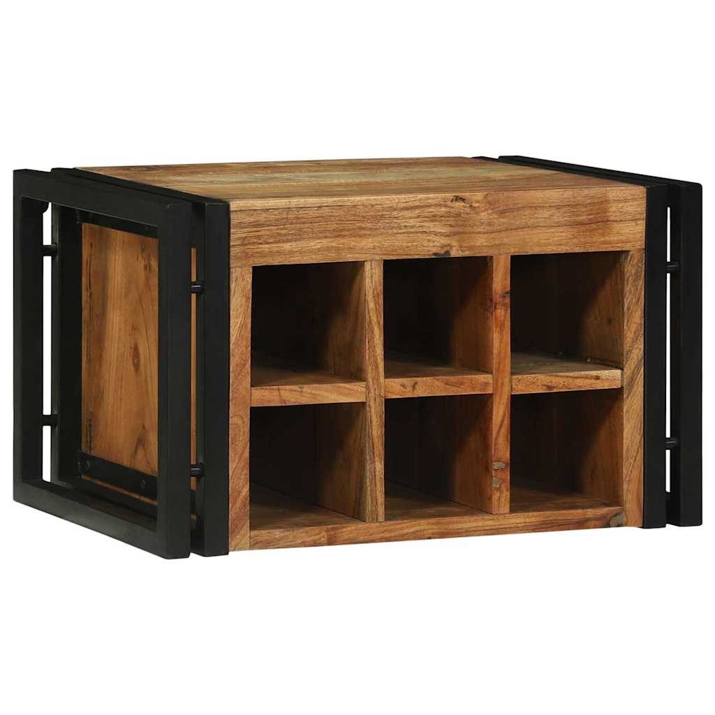 Wijnrek Bruin En Zwart 35 X 35 X 39 Cm Massief Mango Hout