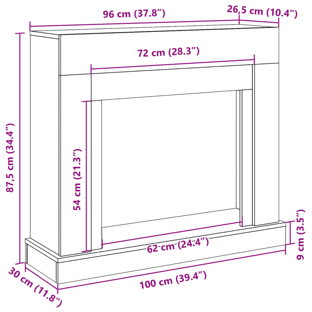 Haardombouw 100X30X87,5 Cm Bewerkt Hout
