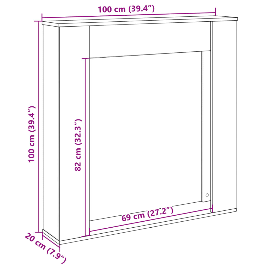 Haardombouw 100X20X100 Cm Bewerkt Hout