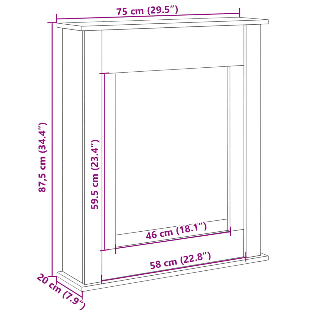 Haardombouw 75X20X87,5 Cm Bewerkt Hout
