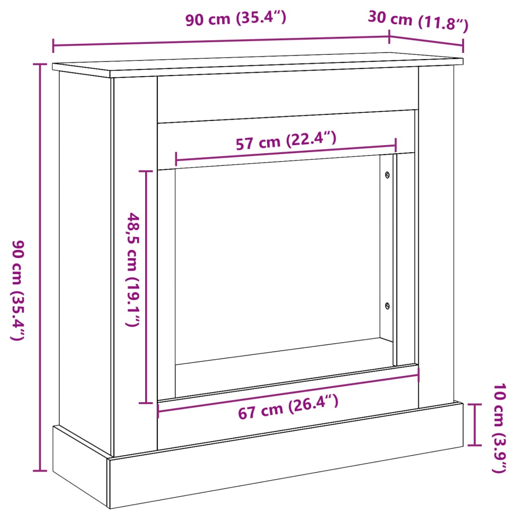 Haardombouw 90X30X90 Cm Bewerkt Hout Kleurig