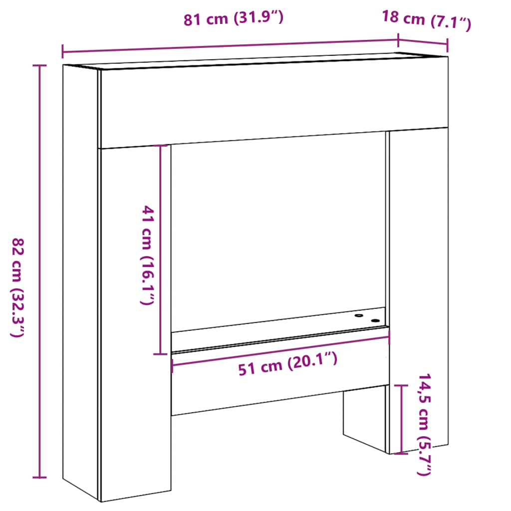 Haardombouw 81X18X82 Cm Bewerkt Hout
