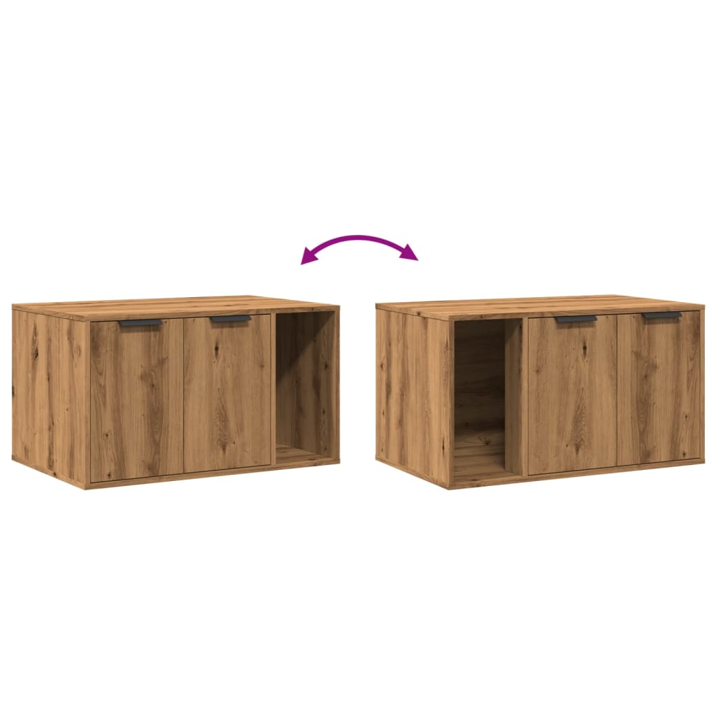 Kattenbakkast Bewerkt Hout Artisanaal Kleurig