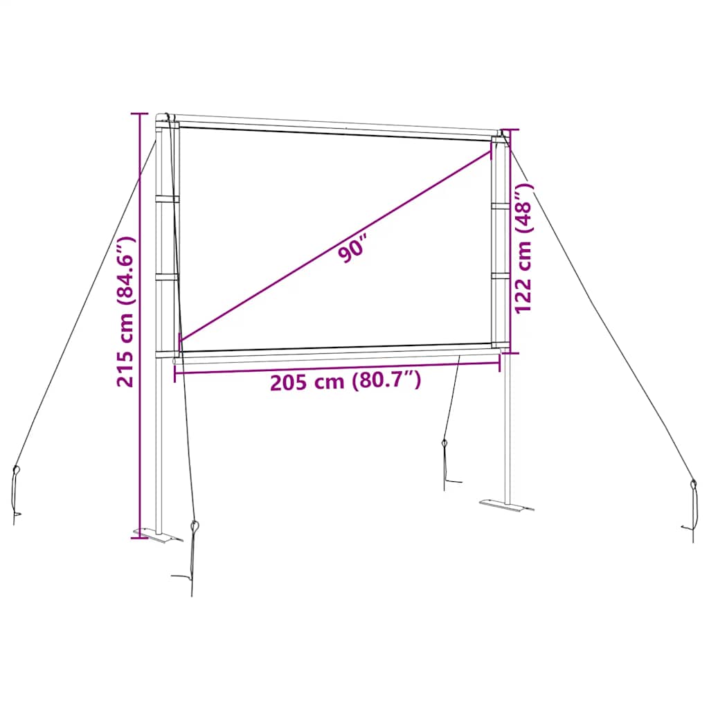 Projectiescherm Met Standaards 90 Inch 16:9
