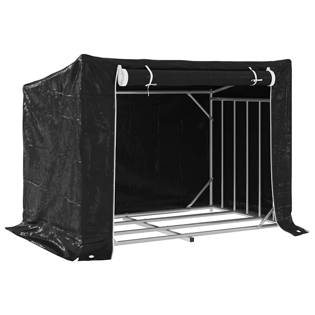 Haardhoutrek Met Regenhoes 150,5X100,5X110,5 Cm Staal