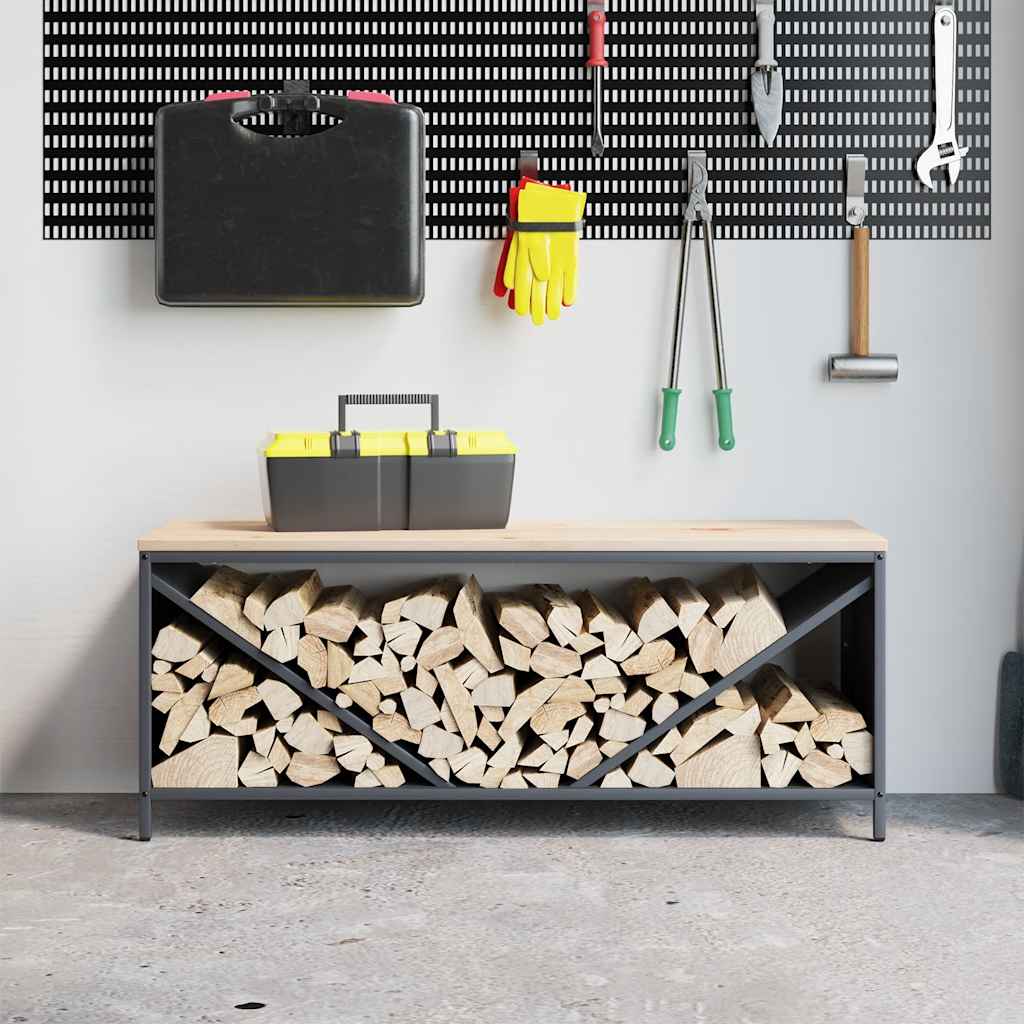 Brandhoutrek Met Houten Blad 100,5X35,5X40 Cm Kleurig
