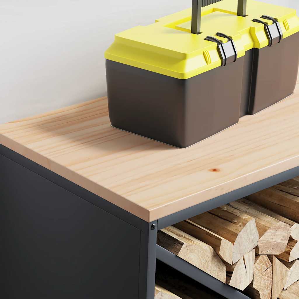 Brandhoutrek Met Houten Blad 100,5X35,5X40 Cm Kleurig