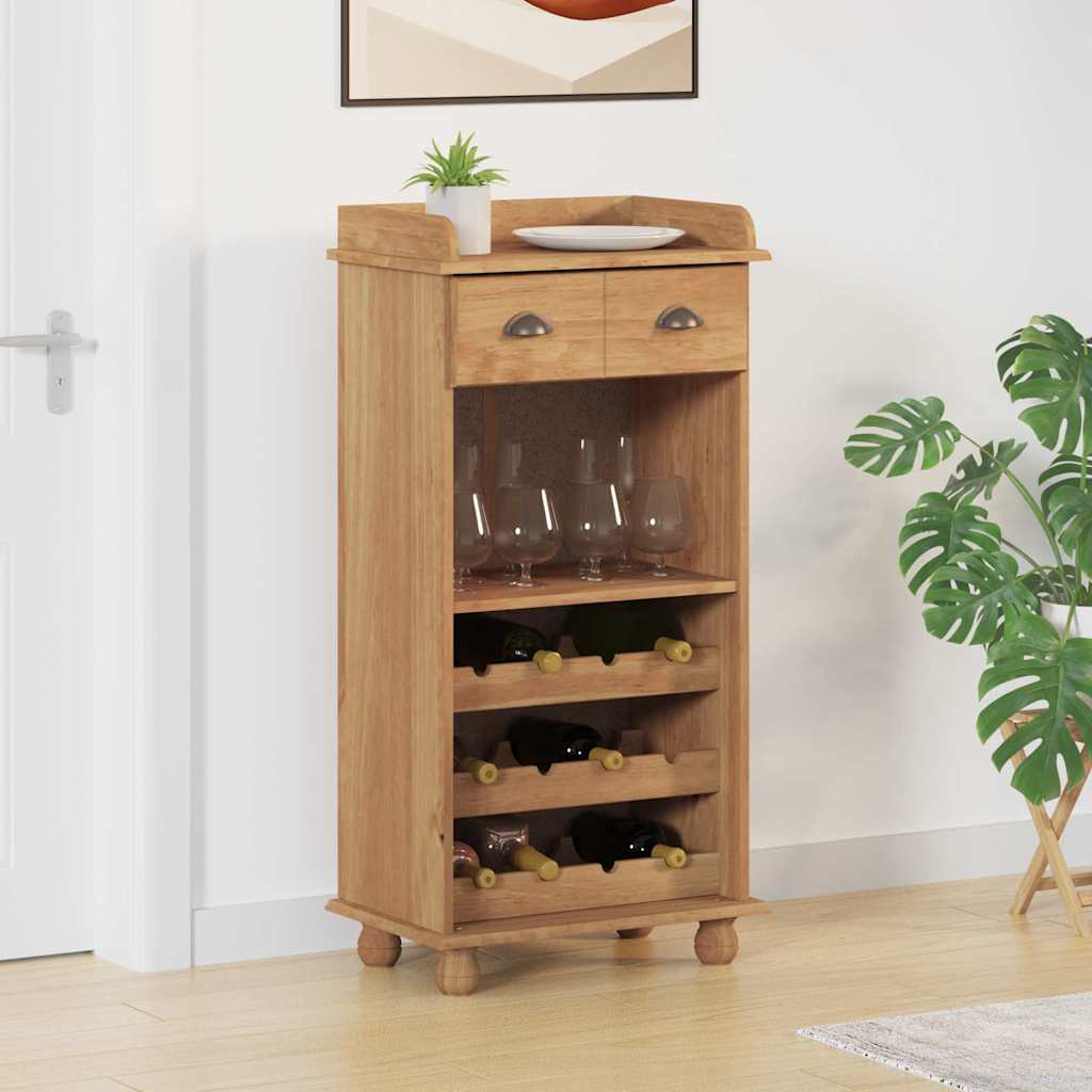 Wijnkast Askim Honing Wax 57 X 37 X 114 Cm Massief Grenenhout