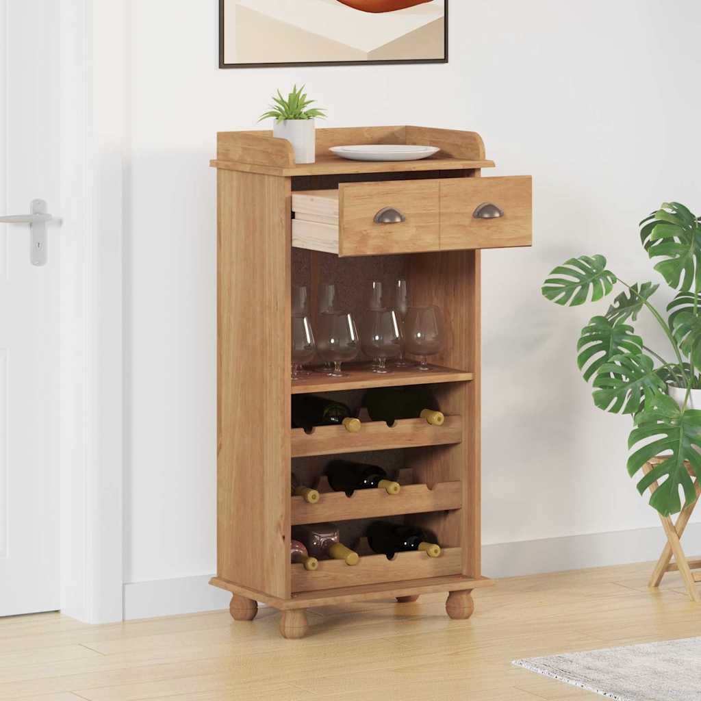 Wijnkast Askim Honing Wax 57 X 37 X 114 Cm Massief Grenenhout
