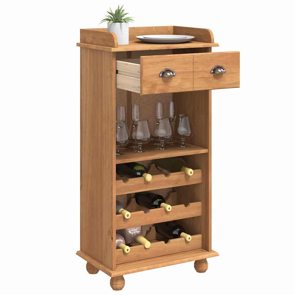 Wijnkast Askim Honing Wax 57 X 37 X 114 Cm Massief Grenenhout