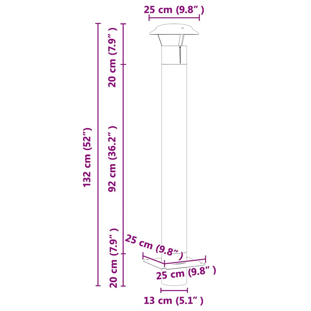 Schouw Verlenging Zilver 25 X 25 X 132 Cm Roestvrij Staal