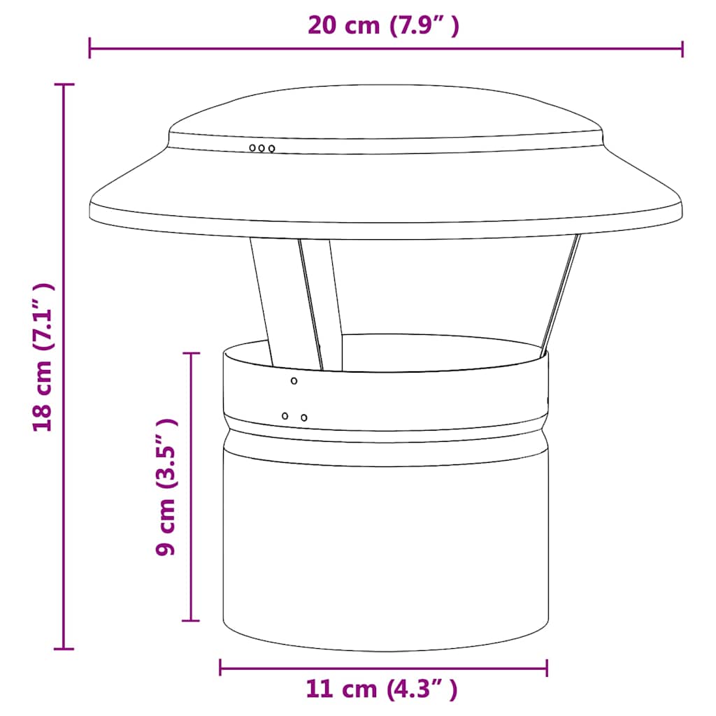 Regenbescherming Voor Schoorsteen Zilver 20 X 20 X 18 Cm