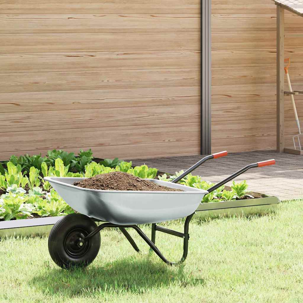 Kruiwagen Zilver En Zwart 100 L 180 Kg Gegalvaniseerd Staal