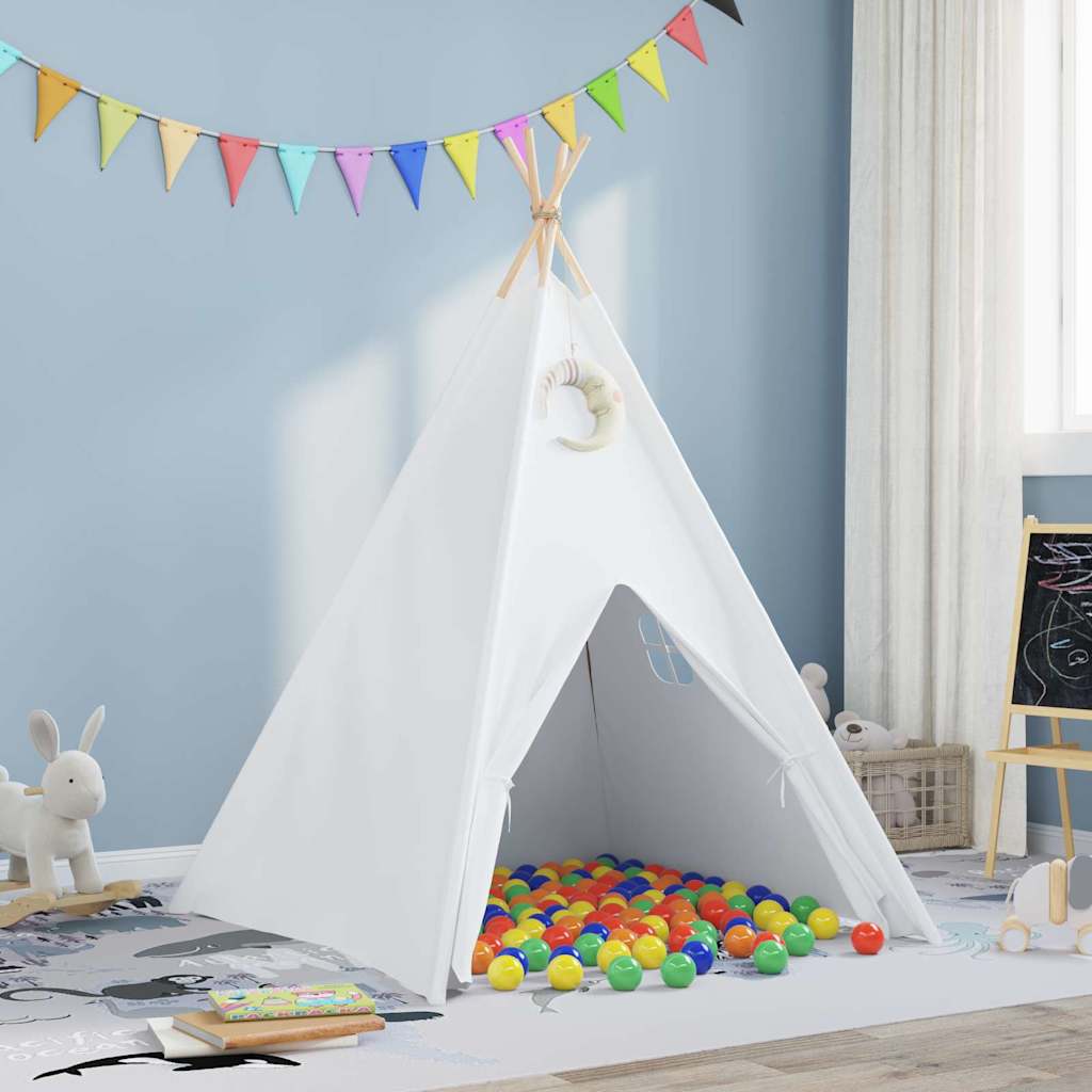 Teepee Tent Wit 120 X 120 X 150 Cm Stof En Plastic