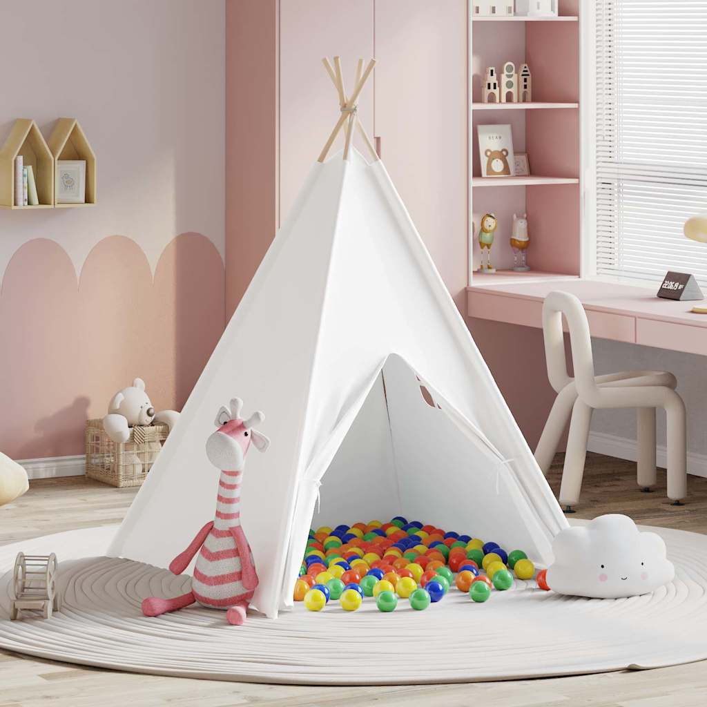 Teepee Tent Wit 120 X 120 X 150 Cm Stof En Plastic
