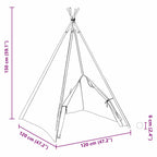 Teepee Tent Wit 120 X 120 X 150 Cm Stof En Plastic